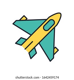 airplane military force line and fill style icon vector illustration design