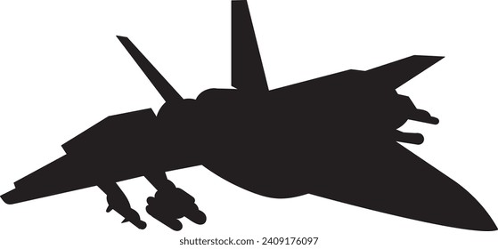 silueta militar de avión, aislada en vector de fondo blanco