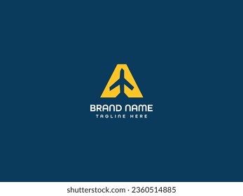 airplane minimal letter logo design