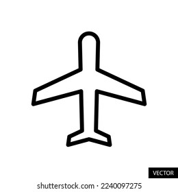 Airplane mode, Aeroplane, Air plane, Flight vector icon in line style design for website, app, UI, isolated on white background. Editable stroke. EPS 10 vector illustration.