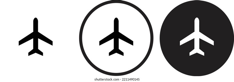 airplane mode icon black outline for web site design 
and mobile dark mode apps 
Vector illustration on a white background