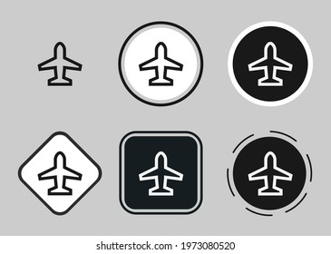 airplane mode icon set. Collection of high quality black outline logo for web site design and mobile dark mode apps. Vector illustration on a white background	