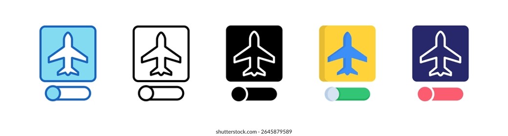 Airplane Mode Multiple Style Icon Set Collection.