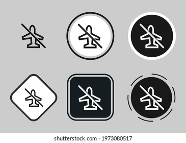 airplane mode off icon set. Collection of high quality black outline logo for web site design and mobile dark mode apps. Vector illustration on a white background	