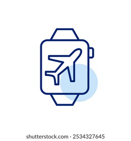 Airplane mode on smart watch. Pixel perfect, editable stroke icon