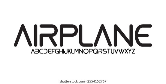 Airplane, Modern abstract digital tech font. Logo creative font, type, technology, movie, digital, music, movie. Font and illustration in vector format.
