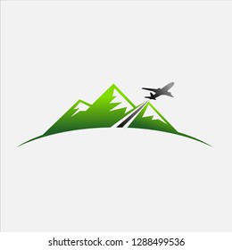 Airplane and Mountain Vector