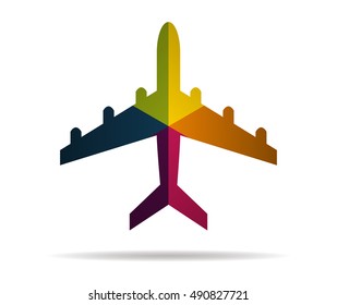 airplane multicolor icon vector