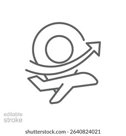 Airplane Navigation Location Icon Outline Thin Line Editable Stroke Travel Destination Symbol