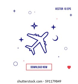 Airplane night flat icon vector