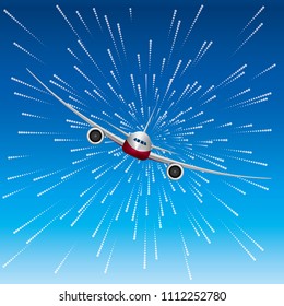 Airplane on an abstract background.background is blue.	