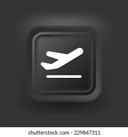 Airplane on Black Bevel Square Button
