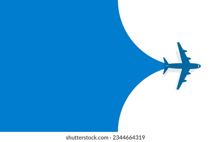 Flugzeug auf blauem Hintergrund. Flugreisetourismus mit Reisebanner. Vektorgrafik.