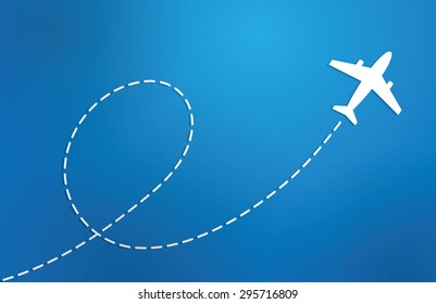 Airplane on blue background travel vector illustration.