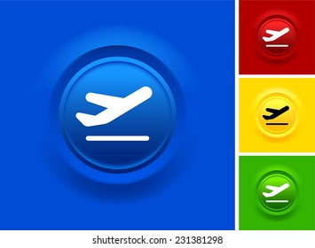 Airplane on Blue Bevel Button