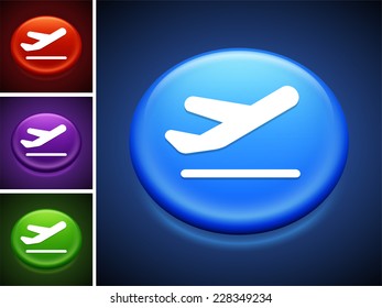 Airplane on Blue Round Button
