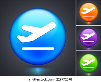 Airplane on Blue Round Button