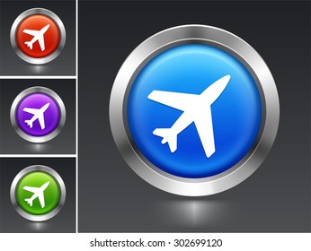 Airplane on Blue Round Button
