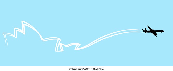 Airplane on the blue sky