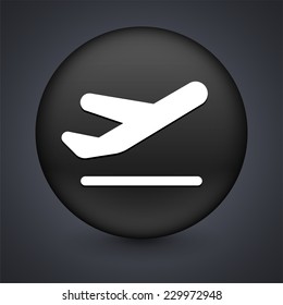 Airplane on Blue Square Button