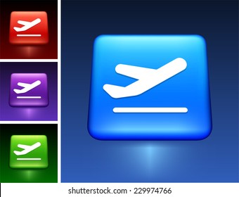 Airplane on Blue Square Button
