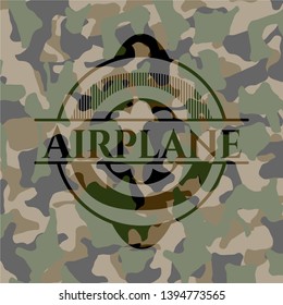 Airplane on camo texture. Vector Illustration. Detailed.