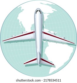 Airplane on circle icon isolated illustration