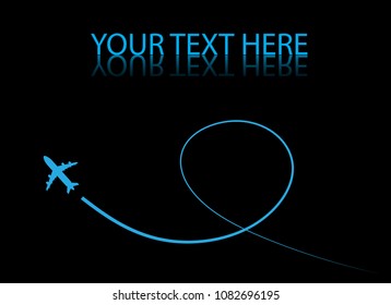 Airplane on dark background. Vector illustrator.