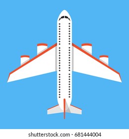 Airplane on a isolated blue background. Flat vector illustration.