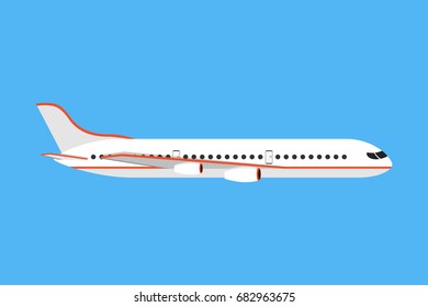 Airplane on a isolated blue background. Flat vector illustration.