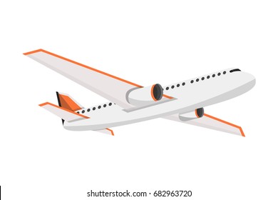 Airplane on a isolated white background. Flat vector illustration.