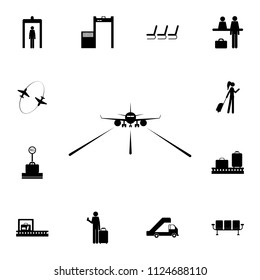 airplane on the landing site icon. Detailed set of Airport icons. Premium quality graphic design sign. One of the collection icons for websites, web design, mobile app on white background