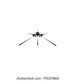 airplane on the landing site icon. Element of airport icons. Premium quality graphic design icon. Signs, outline symbols collection icon for websites, web design, mobile app on white background