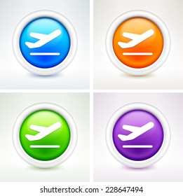 Airplane on Multi Color Round Buttons