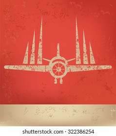 Airplane on red background,poster grunge design