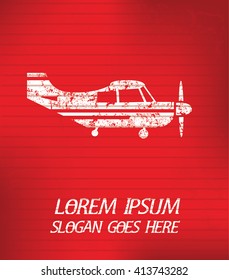 Airplane on red background,poster grunge design