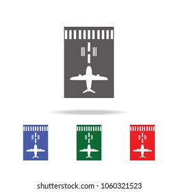 Airplane on Runway Icon. Elements of airport multi colored icons. Premium quality graphic design icon. Simple icon for websites, web design, mobile app, info graphics on white background