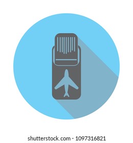 Airplane on Runway Icon. Elements of airport in flat blue colored icon. Premium quality graphic design icon. Simple icon for websites, web design, mobile app, info graphics on white background