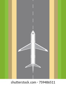 Airplane on the runway top view