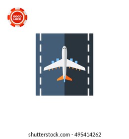 Airplane On Runway Vector Icon