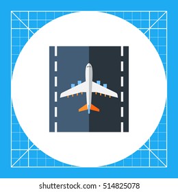 Airplane on Runway Vector Icon
