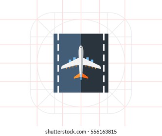 Airplane on Runway Vector Icon