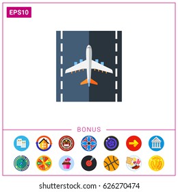 Airplane on Runway Vector Icon