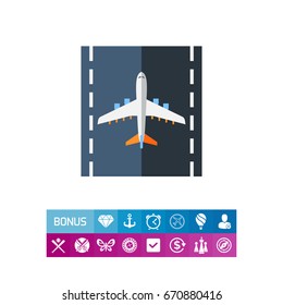 Airplane on Runway Vector Icon