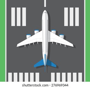 Airplane on the runway - vector illustration