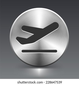 Airplane on Silver Round Button