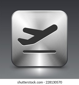 Airplane on Silver Square Button