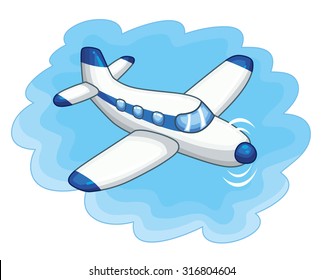 Airplane on a sky background icon.