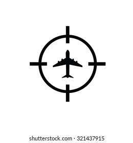 airplane on target icon vector on white background