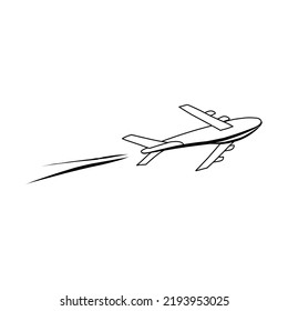 Airplane on a white background in doodle style
